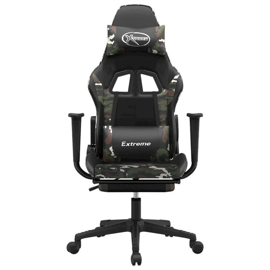 Gaming Chair with Footrest Black and Camouflage Faux Leather