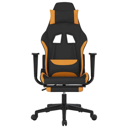 Gaming Chair with Footrest Black and Orange Fabric