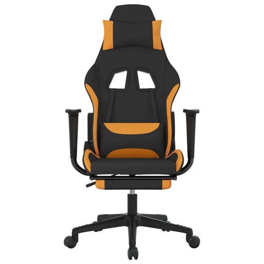 Gaming Chair with Footrest Black and Orange Fabric