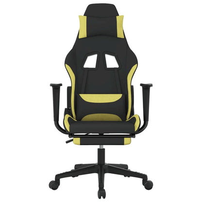 Gaming Chair with Footrest Black and Light Green Fabric