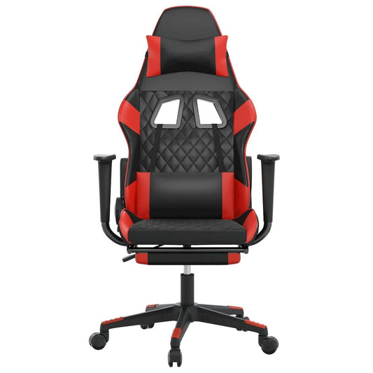Gaming Chair with Footrest Black and Red Faux Leather