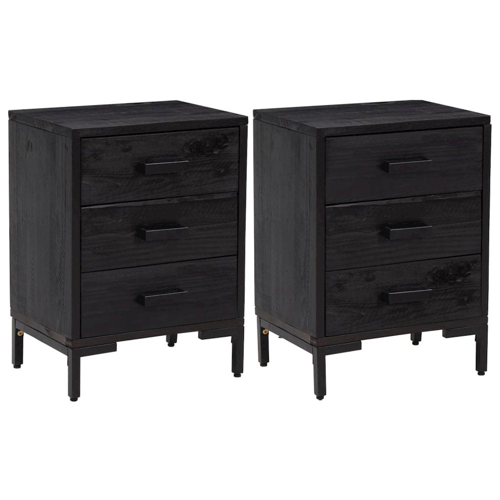 Bedside Cabinet Set of 2 Black
