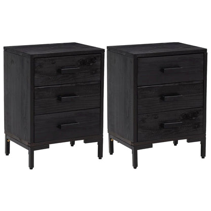 Bedside Cabinet Set of 2 Black