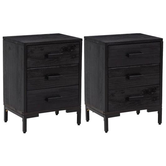 Bedside Cabinet Set of 2 Black