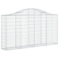 Arched Gabion Baskets 3 pcs 78.7"x11.8"x39.4"/47.2" Galvanized Iron