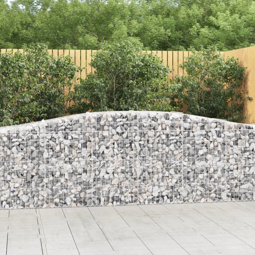 Arched Gabion Baskets 3 pcs 157.5"x19.7"x31.5"/39.4" Galvanized Iron