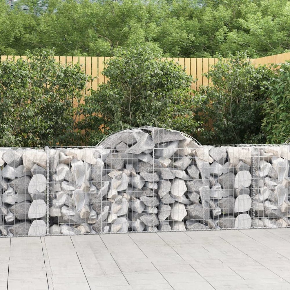 Arched Gabion Baskets 5 pcs 78.7"x19.7"x31.5"/39.4" Galvanized Iron