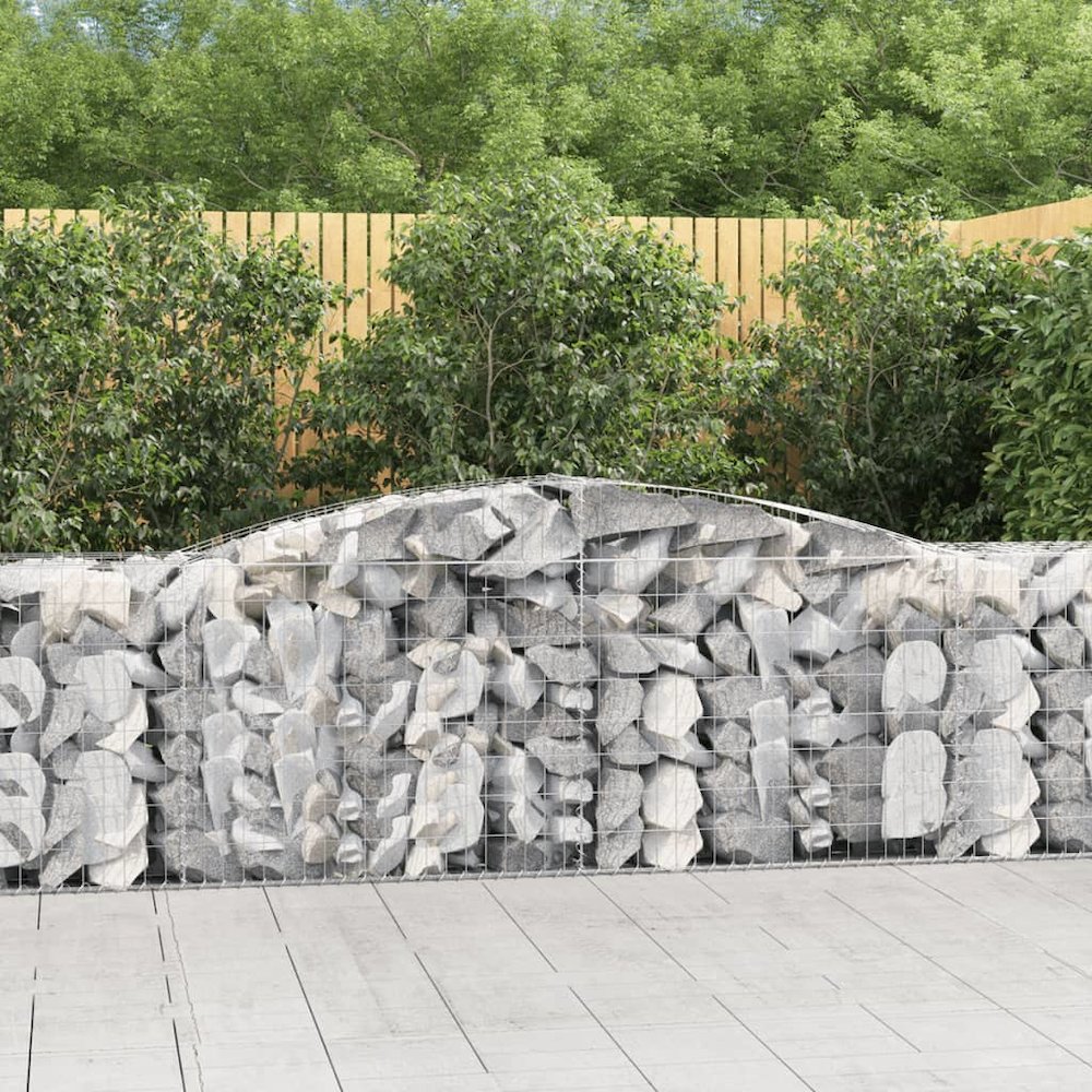 Arched Gabion Baskets 4 pcs 157.5"x19.7"x31.5"/39.4" Galvanized Iron