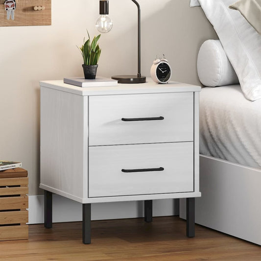 Bedside Cabinet White Solid pine wood Compact Bedside Cabinet