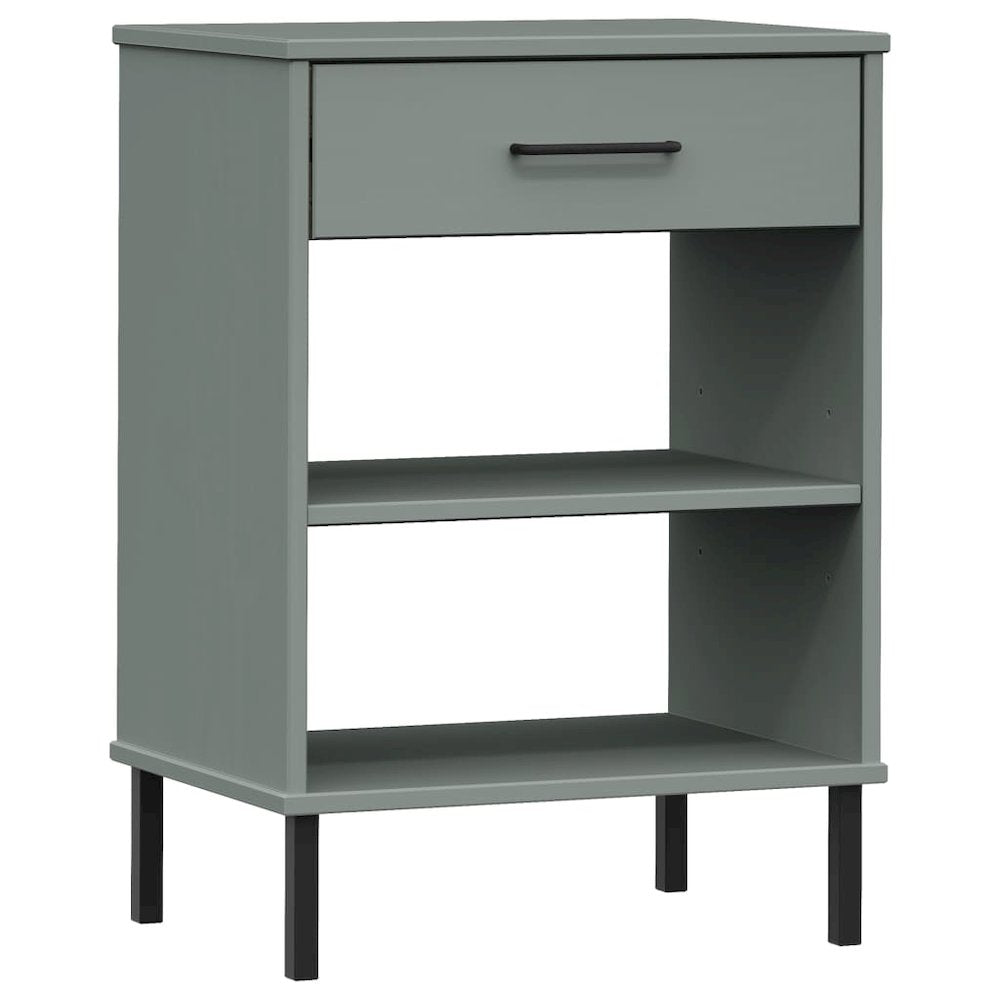 Console Cabinet Grey Solid pine wood, metal Medium