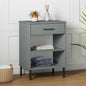Console Cabinet Grey Solid pine wood, metal Medium