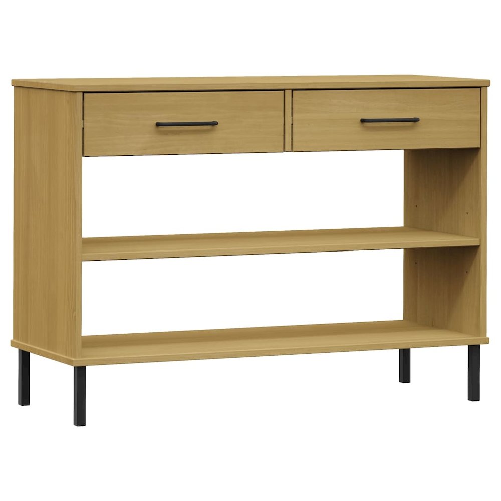 Console Cabinet Brown Solid pine wood, metal Medium