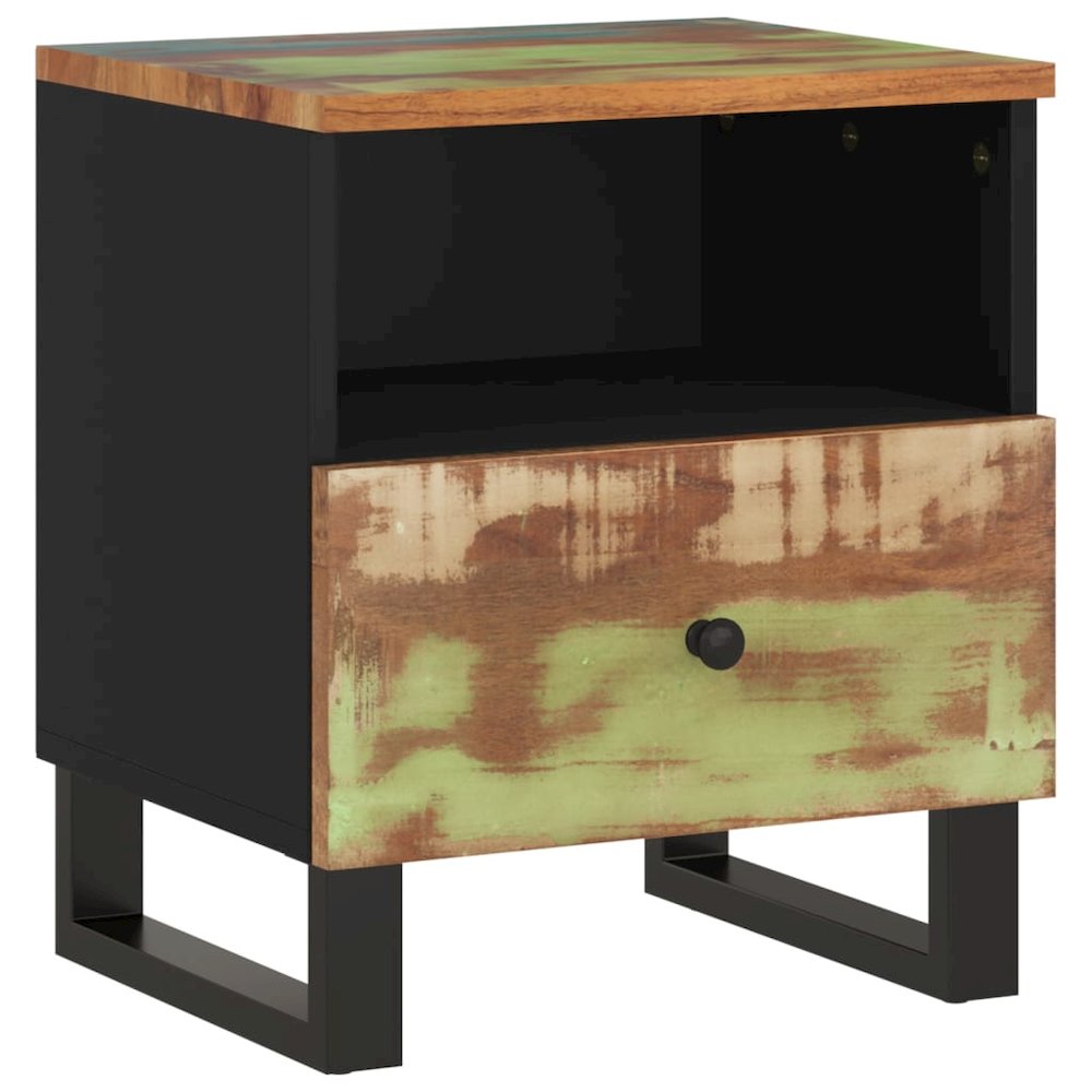 Bedside Cabinet Mixed Colors Reclaimed Wood, Engineered Wood, Metal