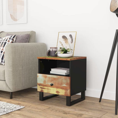 Bedside Cabinet Mixed Colors Reclaimed Wood, Engineered Wood, Metal