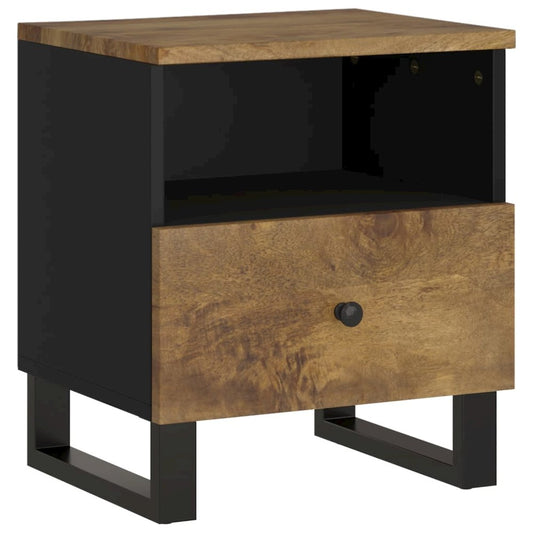 Bedside Cabinet Honey Brown and Black Solid mango wood Compact
