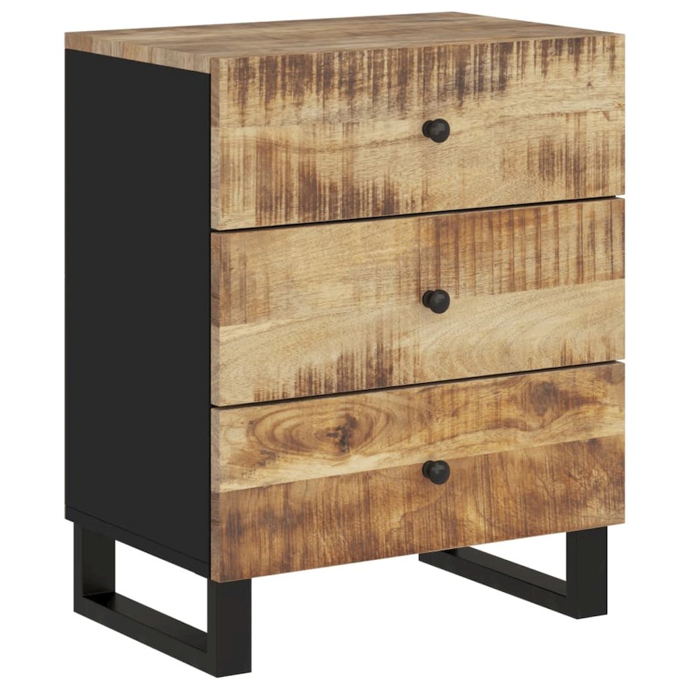Bedside Cabinet Natural wood with black accents