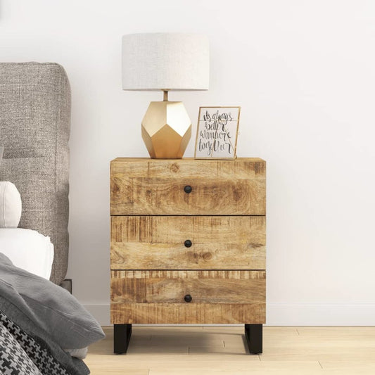 Bedside Cabinet Natural wood with black accents