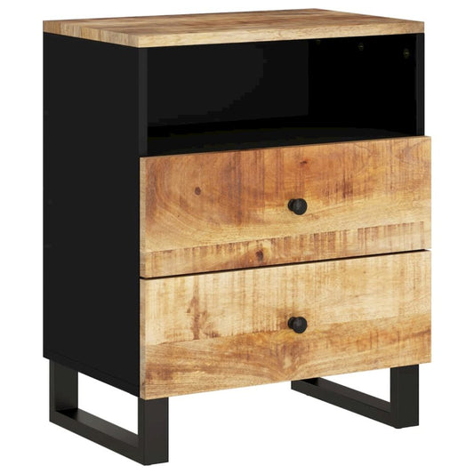 Bedside Cabinet Natural Mango Wood, Black