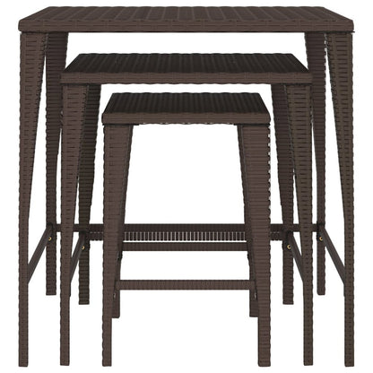 Nesting Tables 3 pcs Brown Poly Rattan