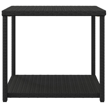 Side Table Black 21.7"x17.7"x19.3" Poly Rattan