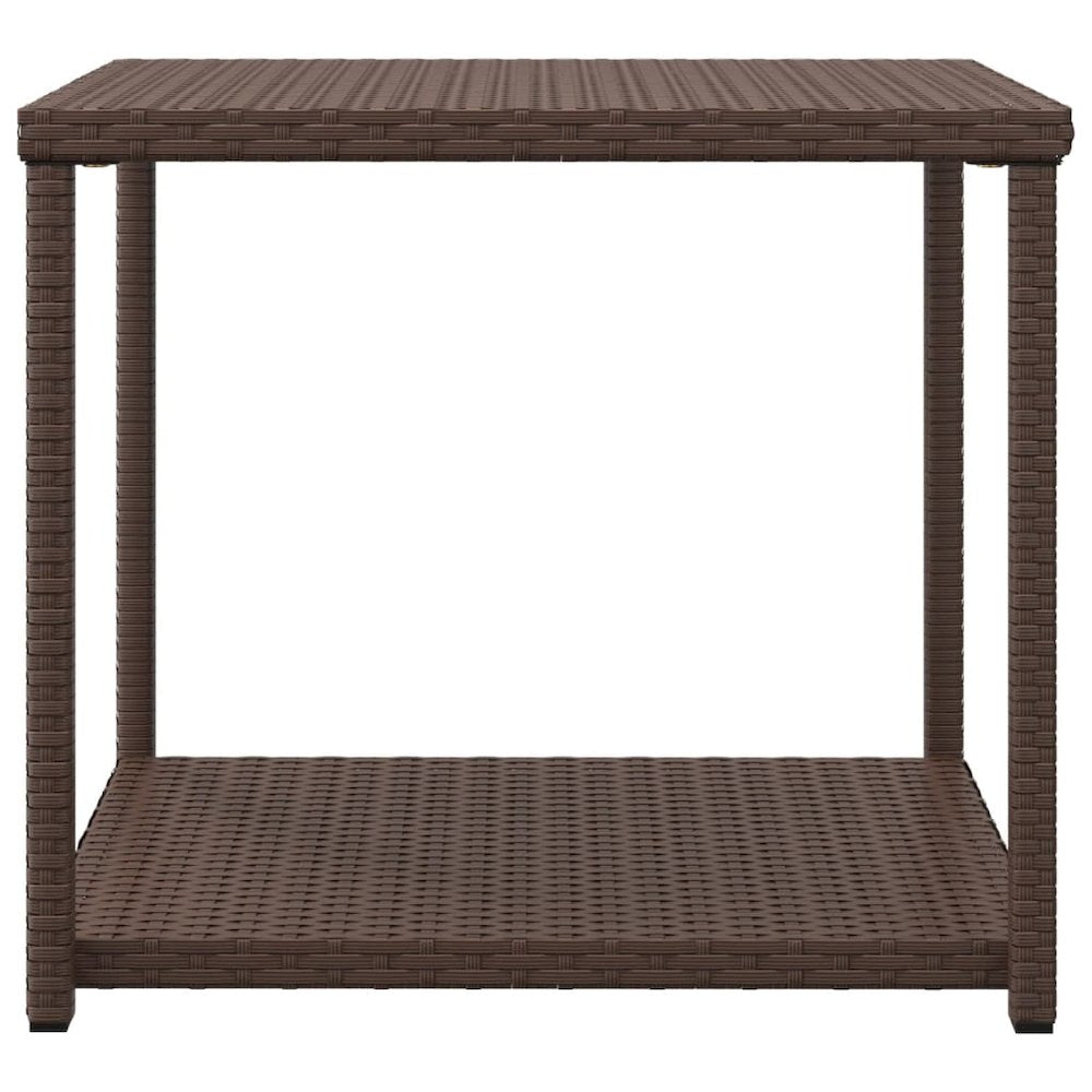 Side Table Brown 21.7"x17.7"x19.3" Poly Rattan