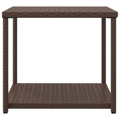 Side Table Brown 21.7"x17.7"x19.3" Poly Rattan