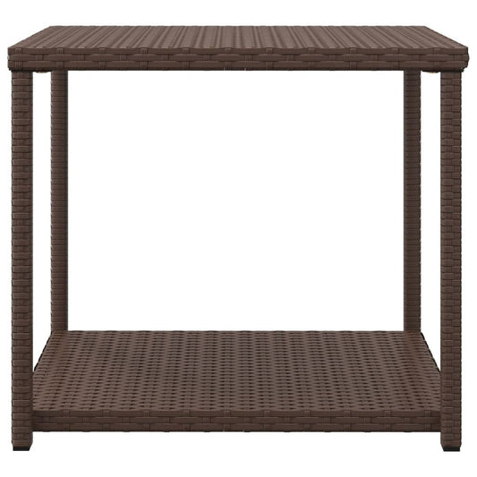 Side Table Brown 21.7"x17.7"x19.3" Poly Rattan
