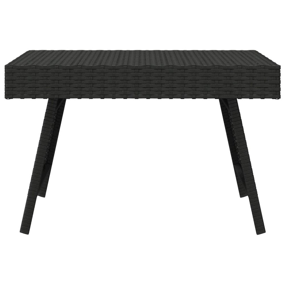 Foldable Side Table Black 23.6"x15.7"x15" Poly Rattan