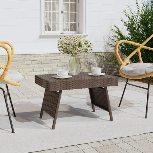 Foldable Side Table Brown 23.6"x15.7"x15" Poly Rattan