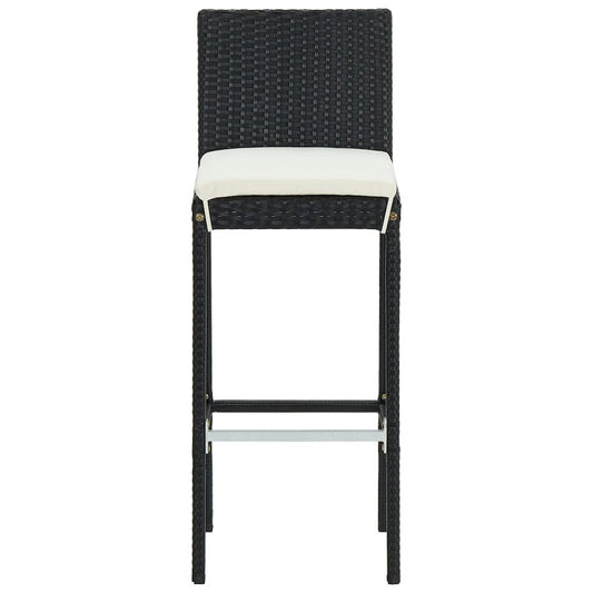 Bar Stools with Cushions 6 pcs Black Poly Rattan