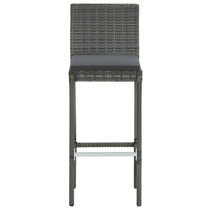 Bar Stools with Cushions 6 pcs Gray Poly Rattan