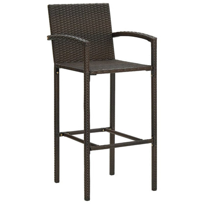 Bar Stool Set of 2 Brown PE rattan, powder-coated steel Standard