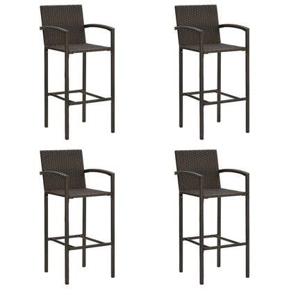 Bar Stool Set of 4 Brown Synthetic rattan, powder-coated steel