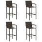 Bar Stool Set of 4 Brown Synthetic rattan, powder-coated steel