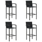 Bar Stool Set of 4 Black Poly Rattan Standard Footrest