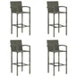 Bar Stool Set of 4 Grey PE rattan, powder-coated steel Medium