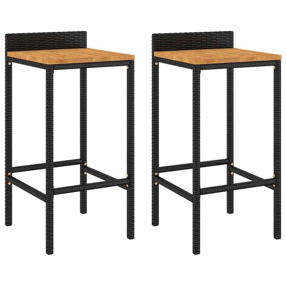 Bar Stool Set of 2 Black
