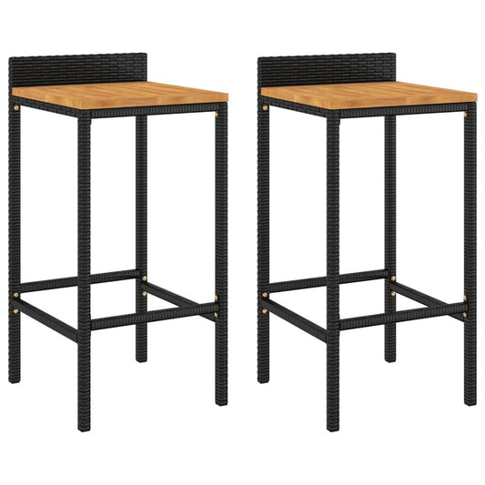 Bar Stool Set of 2 Black