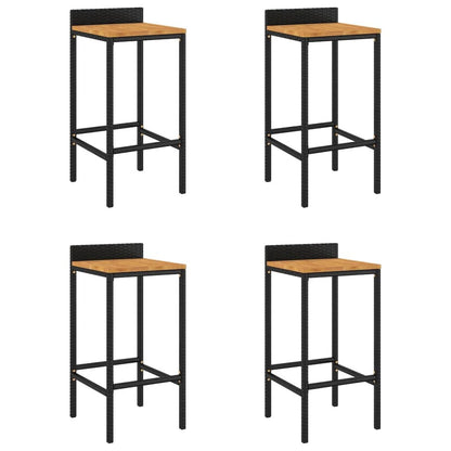 Bar Stool Set of 4 Black, Natural