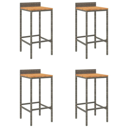 Bar Stool Set of 4 Grey Poly Rattan Standard Footrest