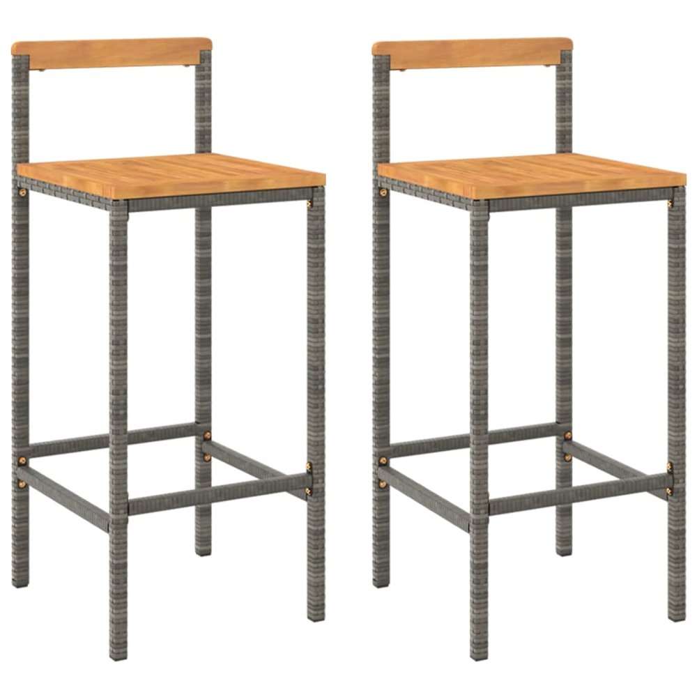 Bar Stool Set of 2 Grey