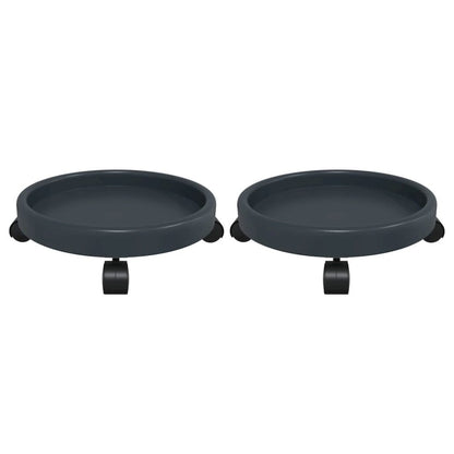 Plant Trolleys with Wheels 2 pcs Gray Diameter 13.4" 77.2 lb