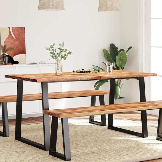 Dining Table with Live Edge 63"x31.5"x29.5" Solid Wood Acacia