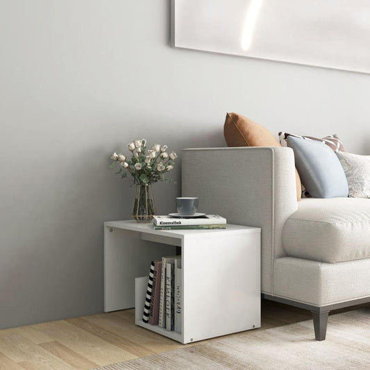 vidaXL Side Table White 23.2"x14.2"x15" Engineered Wood