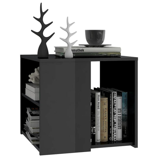vidaXL Side Table High Gloss Gray 19.7"x19.7"x17.7" Engineered Wood