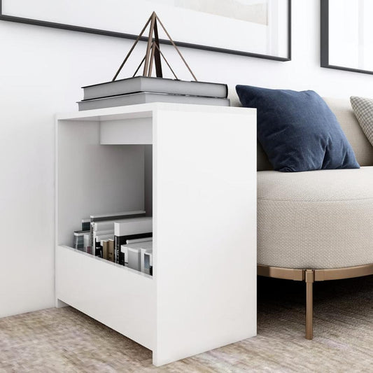 vidaXL Side Table White 19.7"x10.2"x19.7" Engineered Wood