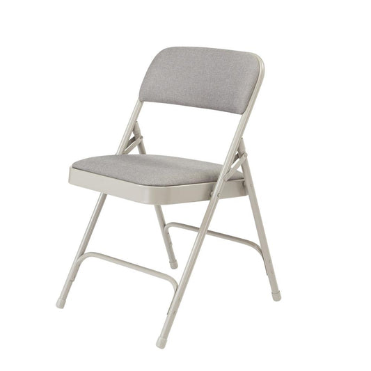 NPS® 2200 Series Deluxe Fabric Upholstered Double Hinge Premium Folding Chair, Greystone (Pack of 4)