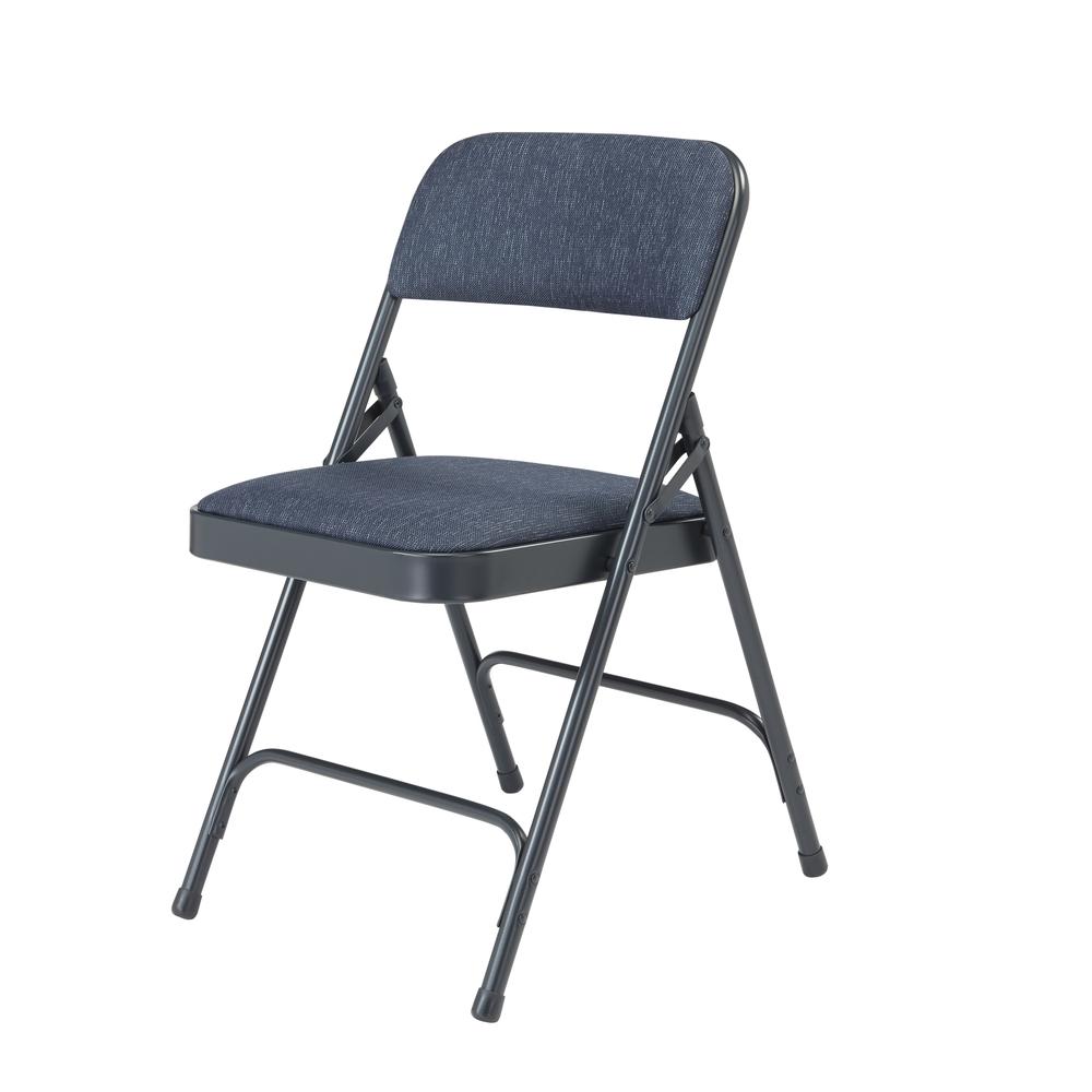 NPS® 2200 Series Deluxe Fabric Upholstered Double Hinge Premium Folding Chair, Imperial Blue Fabric/Char-Blue Frame (Pack of 4)