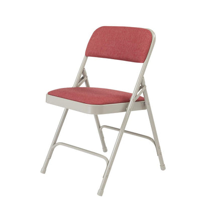 NPS® 2200 Series Deluxe Fabric Upholstered Double Hinge Premium Folding Chair, Majestic Cabernet (Pack of 4)