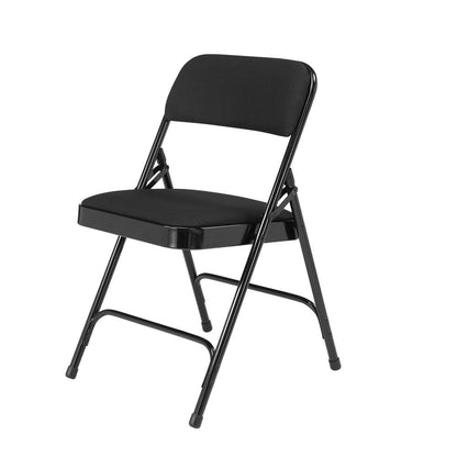 NPS® 2200 Series Deluxe Fabric Upholstered  Double Hinge Premium Folding Chair, Midnight Black (Pack of 4)
